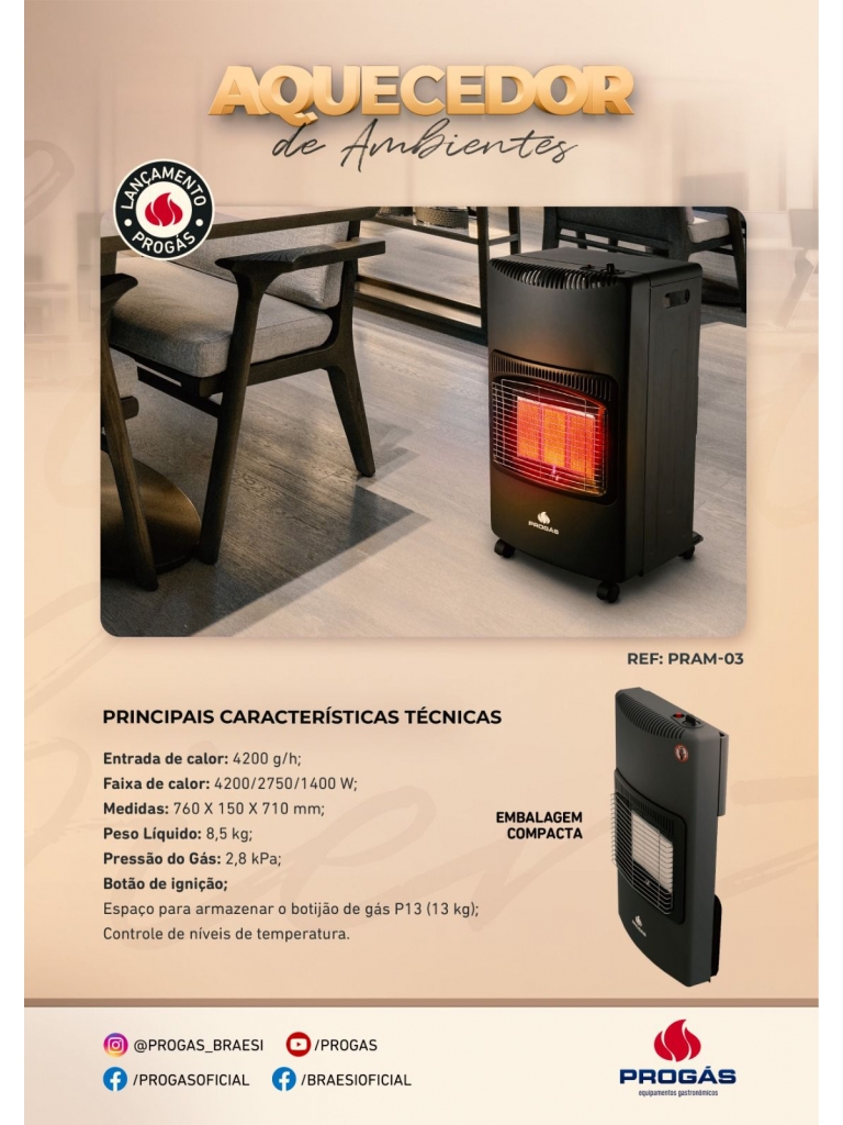 AQUECEDOR DE AMBIENTES A GÁS - PRAM 03 - PROGÁS