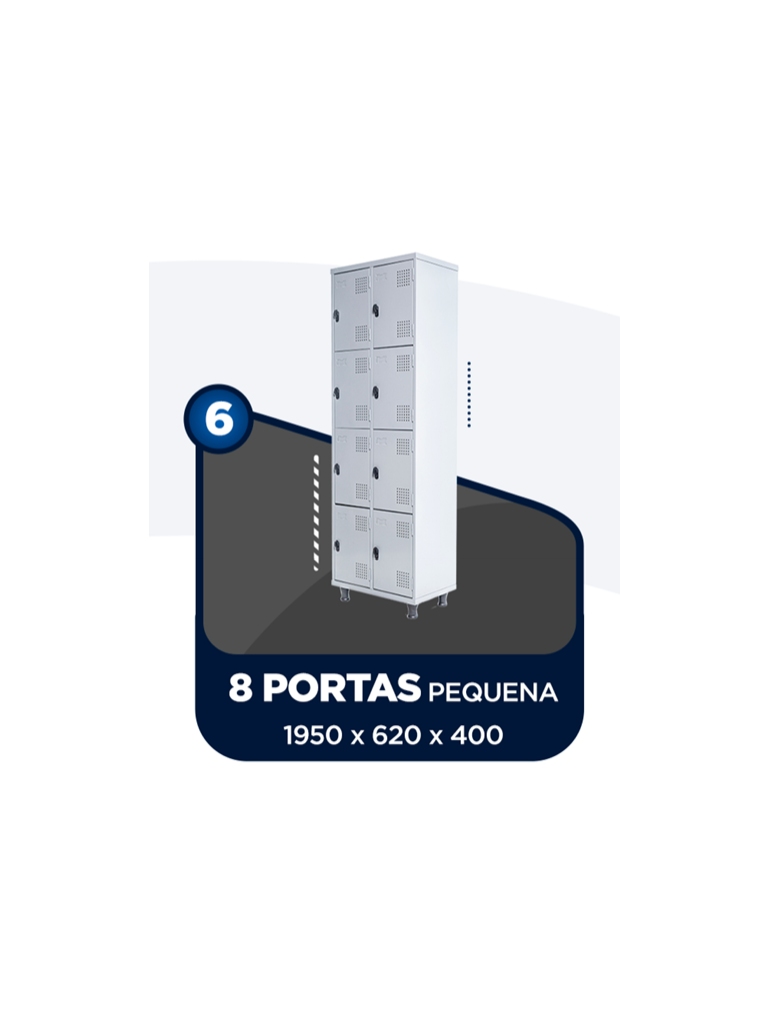 ROUPEIRO / ARMÁRIO DE AÇO 8 PORTAS PEQUENAS - COM PITÃO P/ CADEADO - S.A.