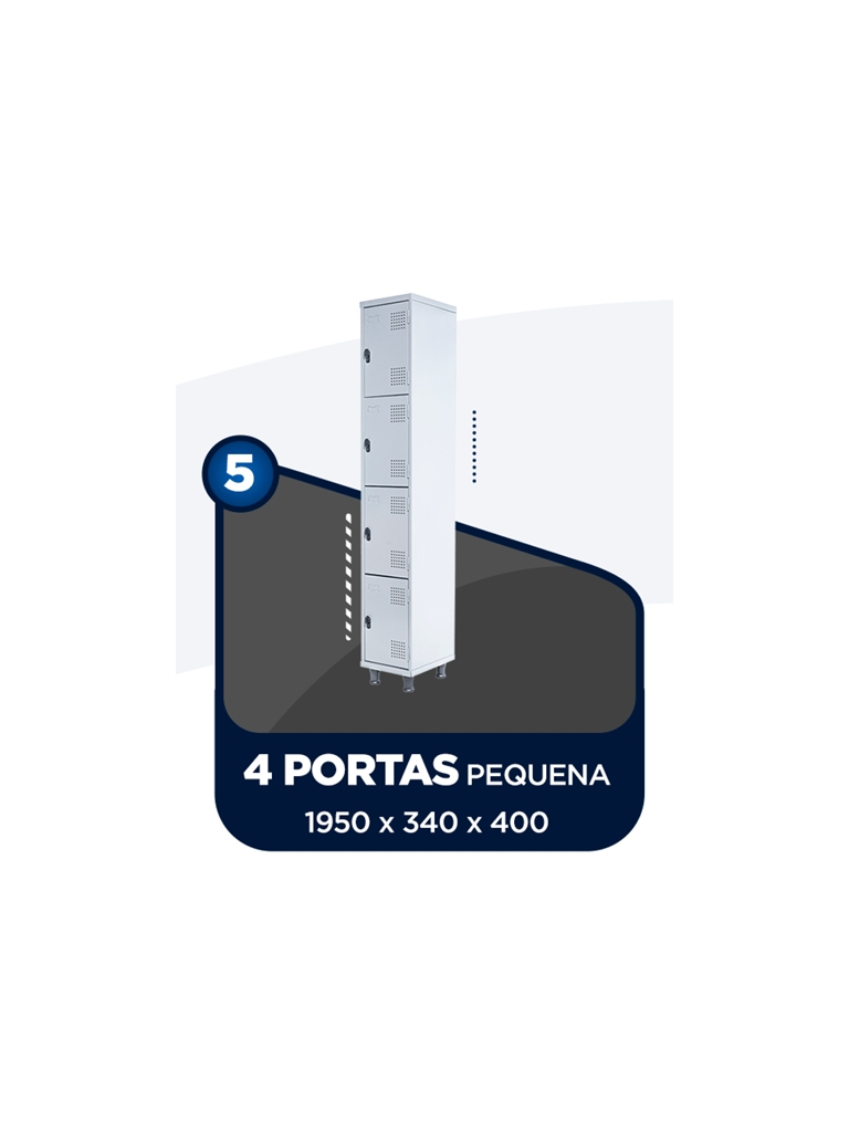 ROUPEIRO / ARMÁRIO DE AÇO 4 PORTAS PEQUENAS - COM PITÃO P/ CADEADO - S.A.